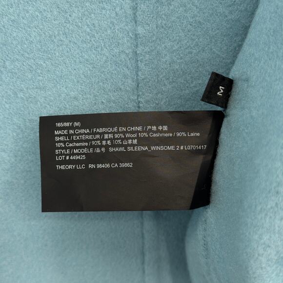Theory Cashmere Wool Blue Jacket Coat Open Shawl Sileena Winsome 2 SZ M Women's - Picture 11 of 12